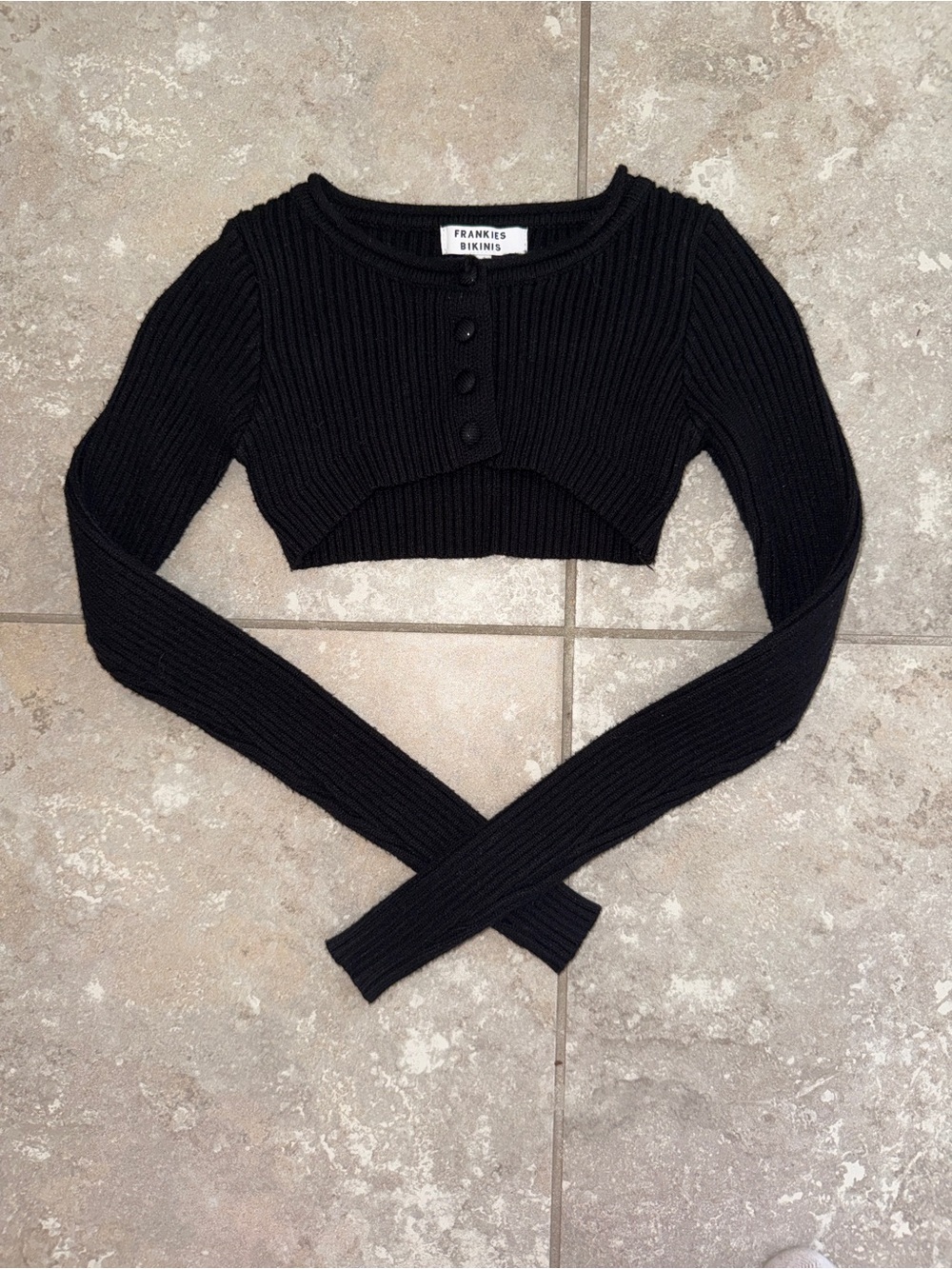 Frankies Bikinis knit ribbed button down bolero